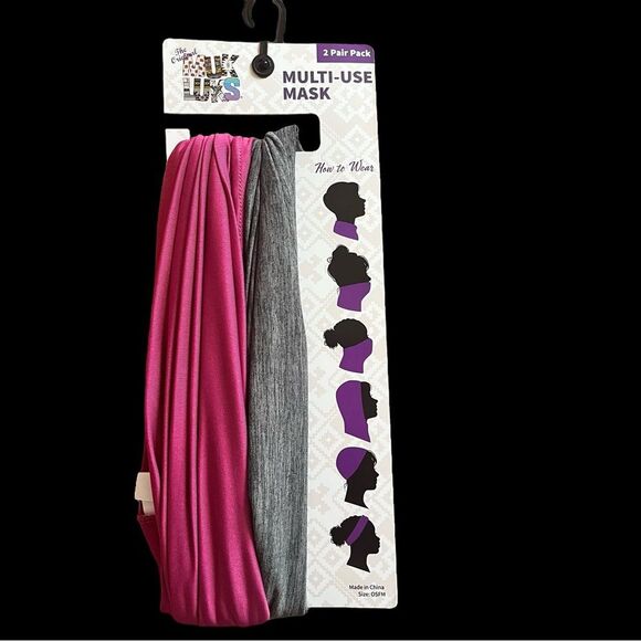 MUK LUKS Multi-Use Mask Pack-2 Non Medical Masks Pink and Gray - Picture 1 of 6